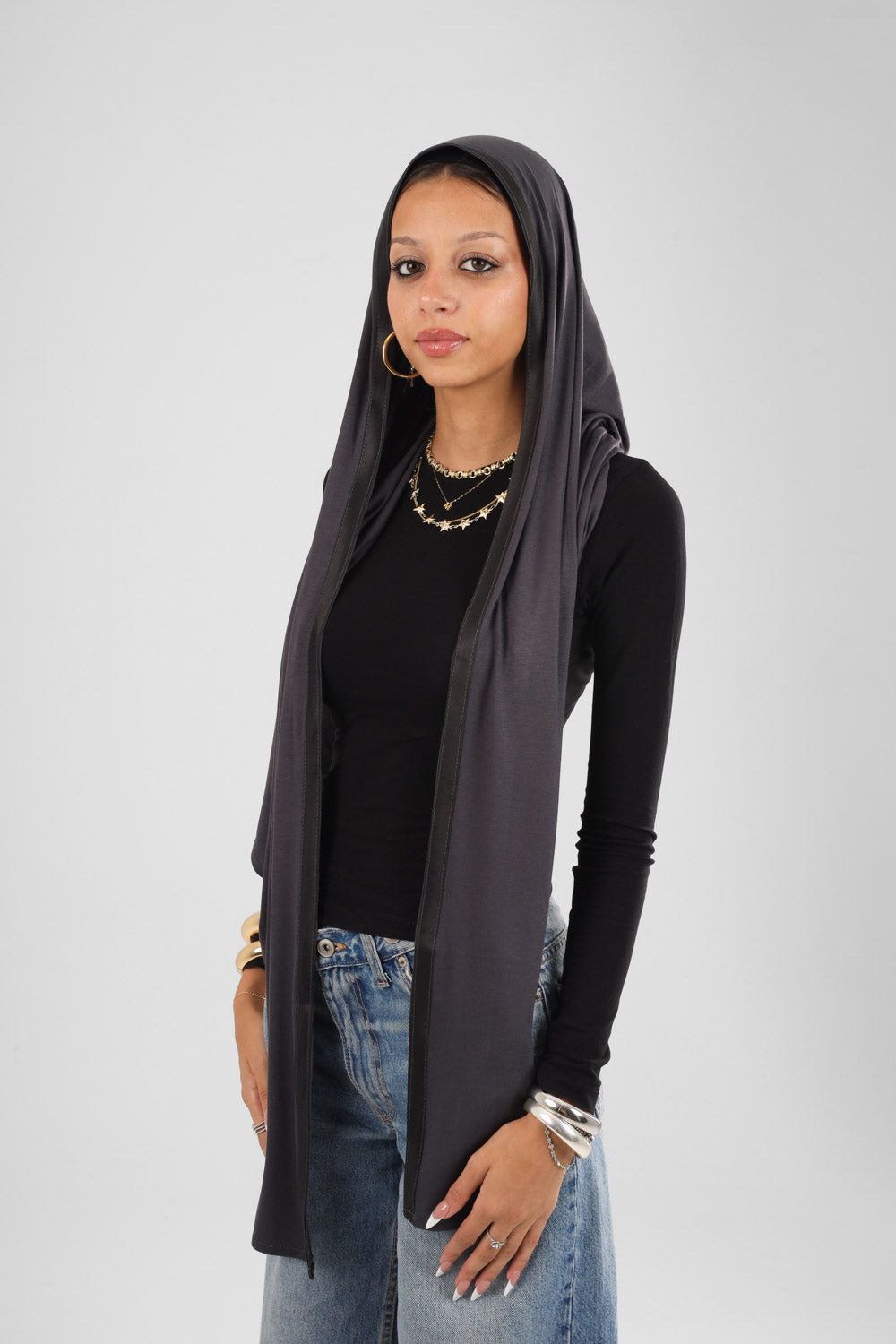 Cap Scarf dark gray and black