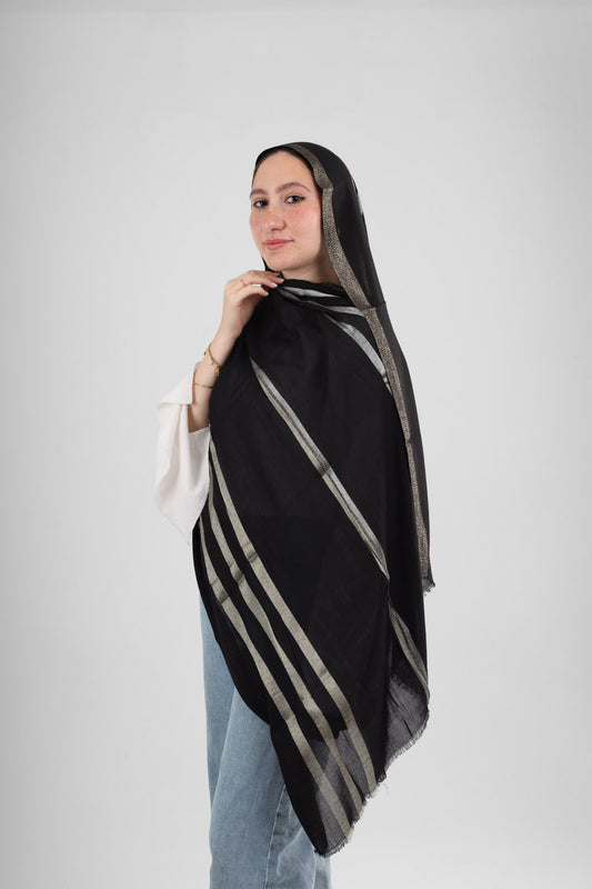 Iranian Linen scarf gold and silver