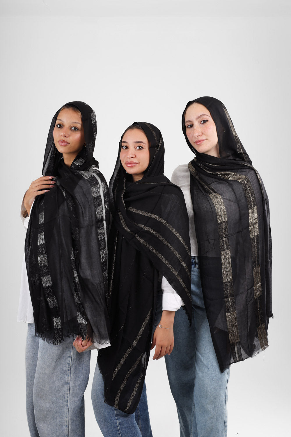 Iranian Linen scarf black and gold