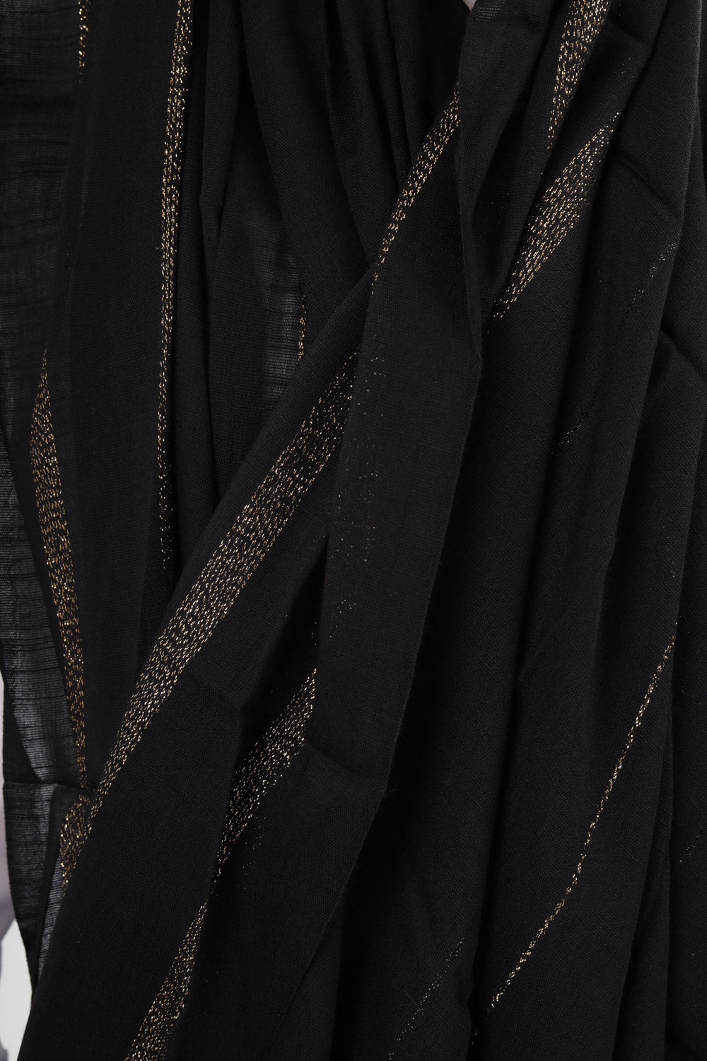 Iranian Linen scarf black and gold stripes
