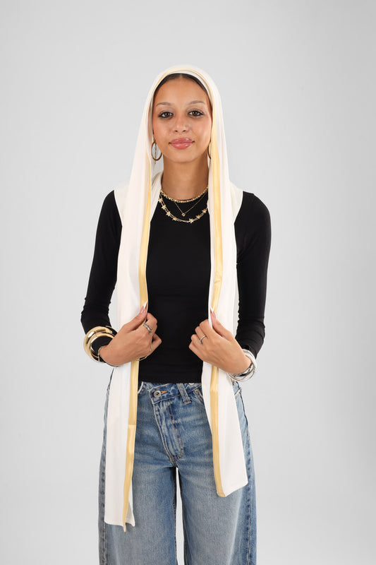 Cap Scarf off white and gold