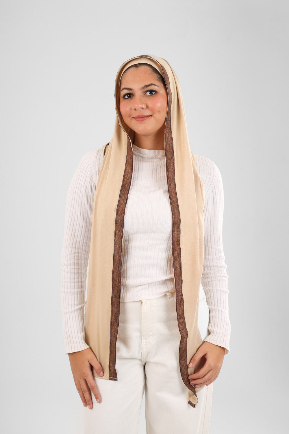 Cap Scarf beige and brown