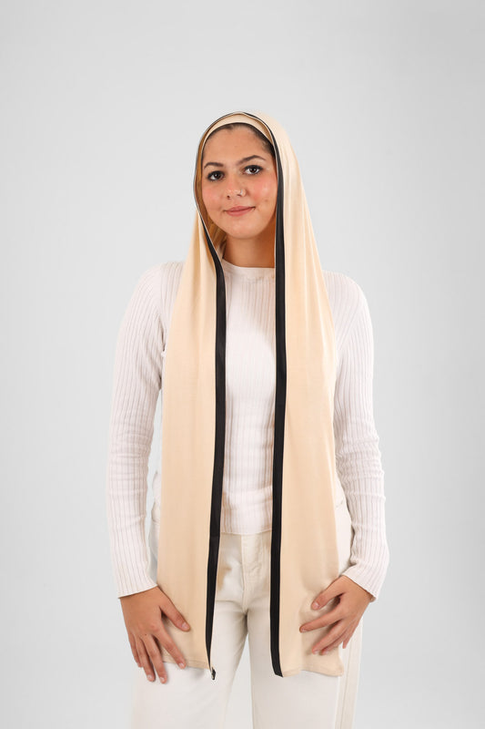 Cap Scarf beige and black