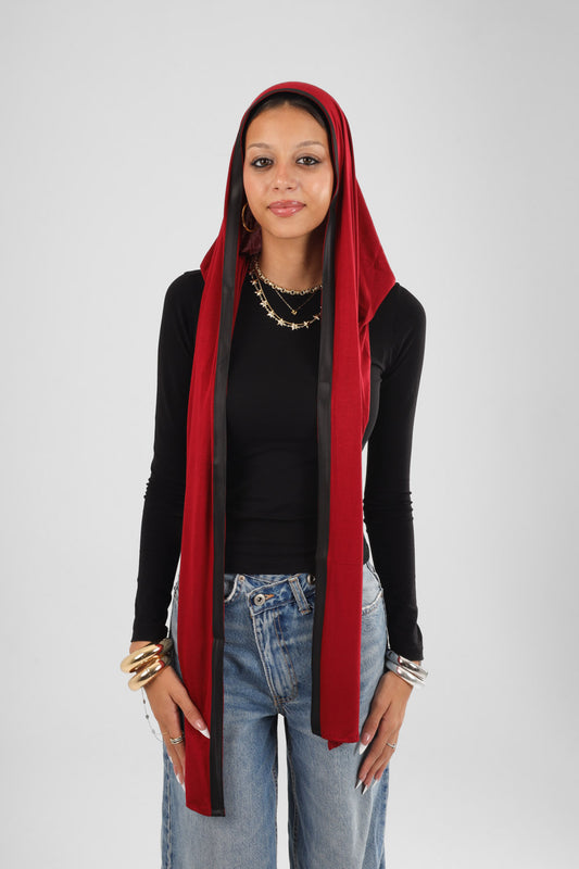 Cap Scarf Burgundy and black